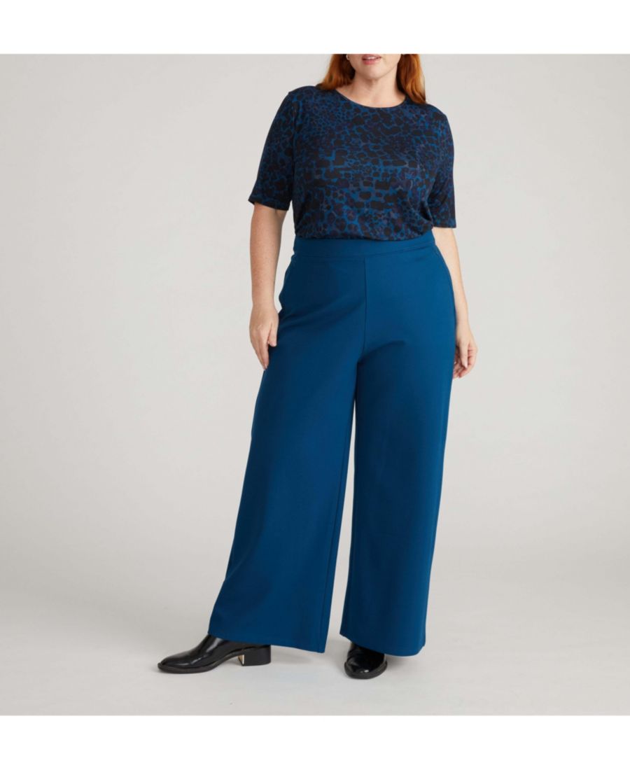 

Брюки Stephanie с широкими штанинами из ткани понте больших размеров Universal Standard, Deep teal