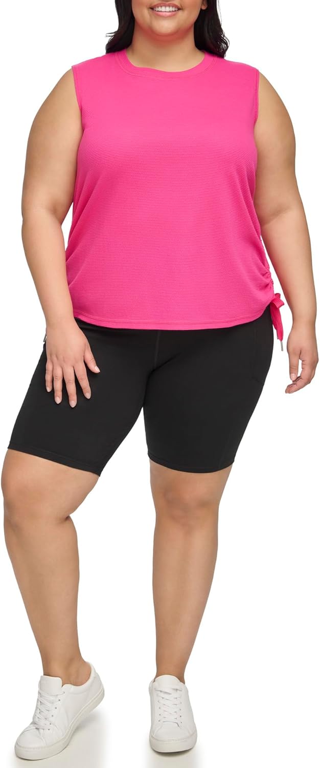 

Женская майка Calvin Klein с завязками по бокам и сборками, Electric Pink