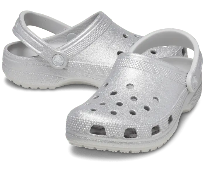 Классические блестящие сабо Crocs женские, цвет Silver Glitter — фото 2