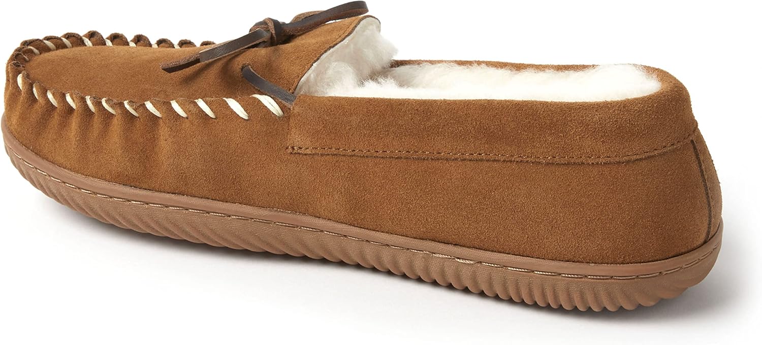 Мужские тапочки- мокасины для дома и улицы Fireside от Dearfoams Nelson Bay из натуральной овчины Fireside By Dearfoams, Chestnut — фото 4