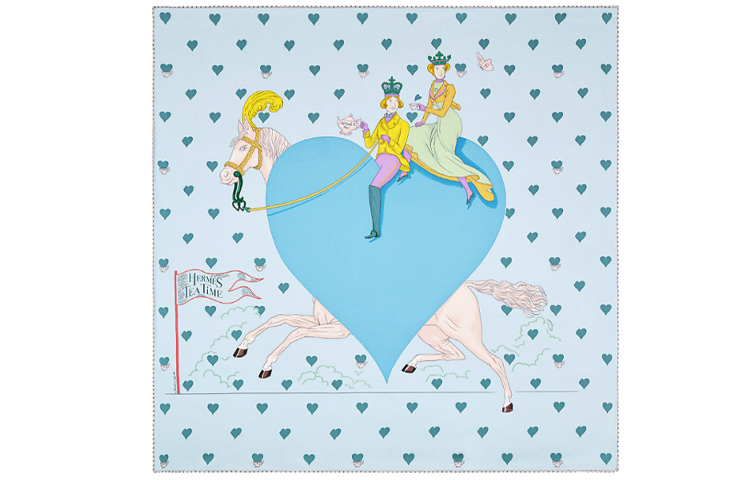 

Шелковый платок Tea Time синий HERMES