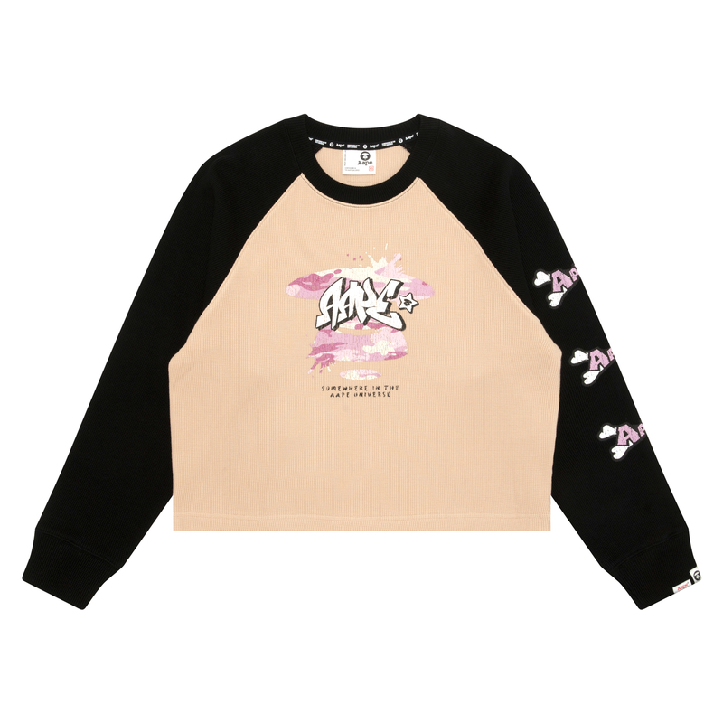 

Футболка A Bathing APE с принтом и рукавом реглан Aape, коричневый