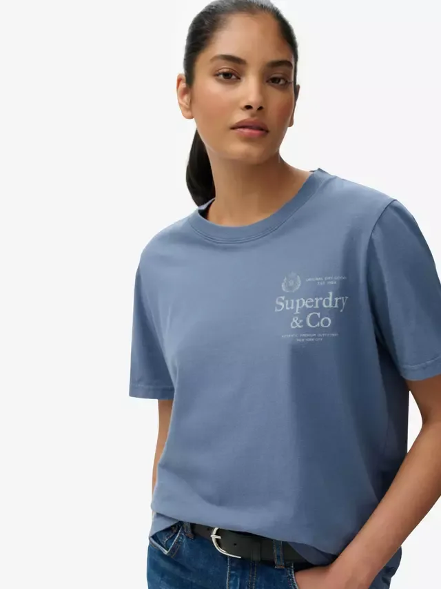 Роскошная повседневная футболка свободного кроя Superdry, Vintage Indigo — фото 4