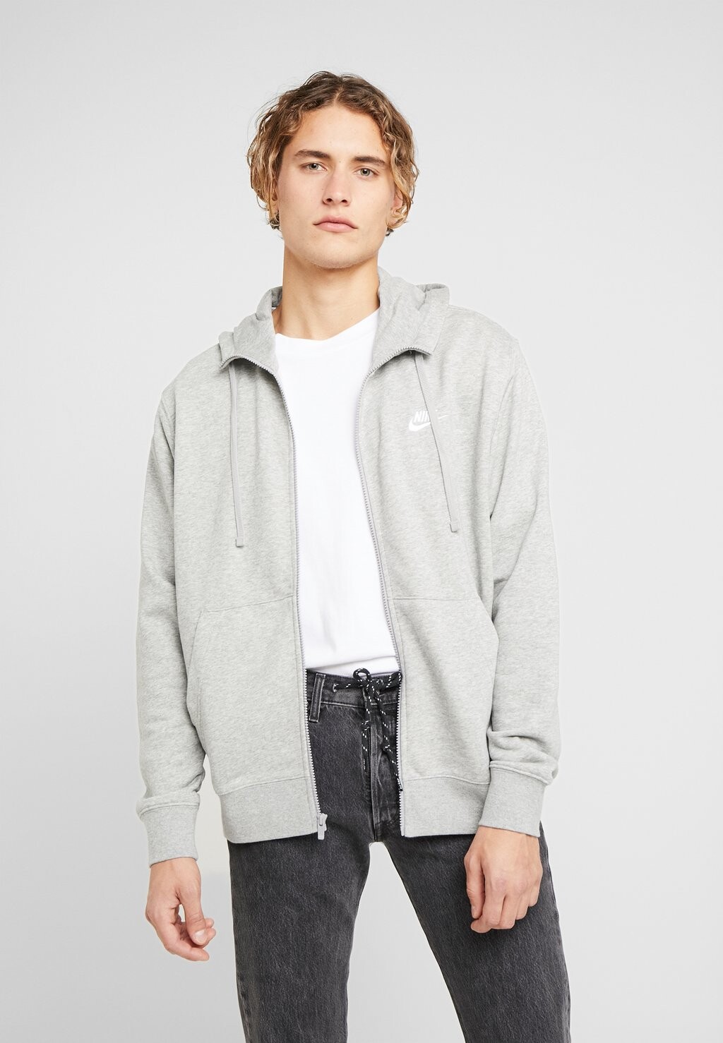 

Толстовка на молнии M NSW CLUB Nike, серый вереск/матовое серебро/белый