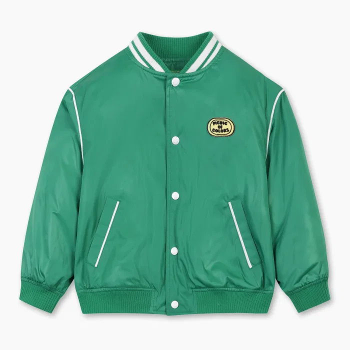 Детский глянцевый бомбер зелёный от Benetton Kids