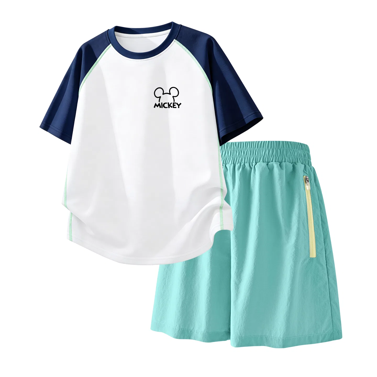 Детский спортивный костюм Casual Sportswear 2 Piece Set Disney, Thick Board Di Line K Gray Pink+Solid Color Mint Green — фото 4