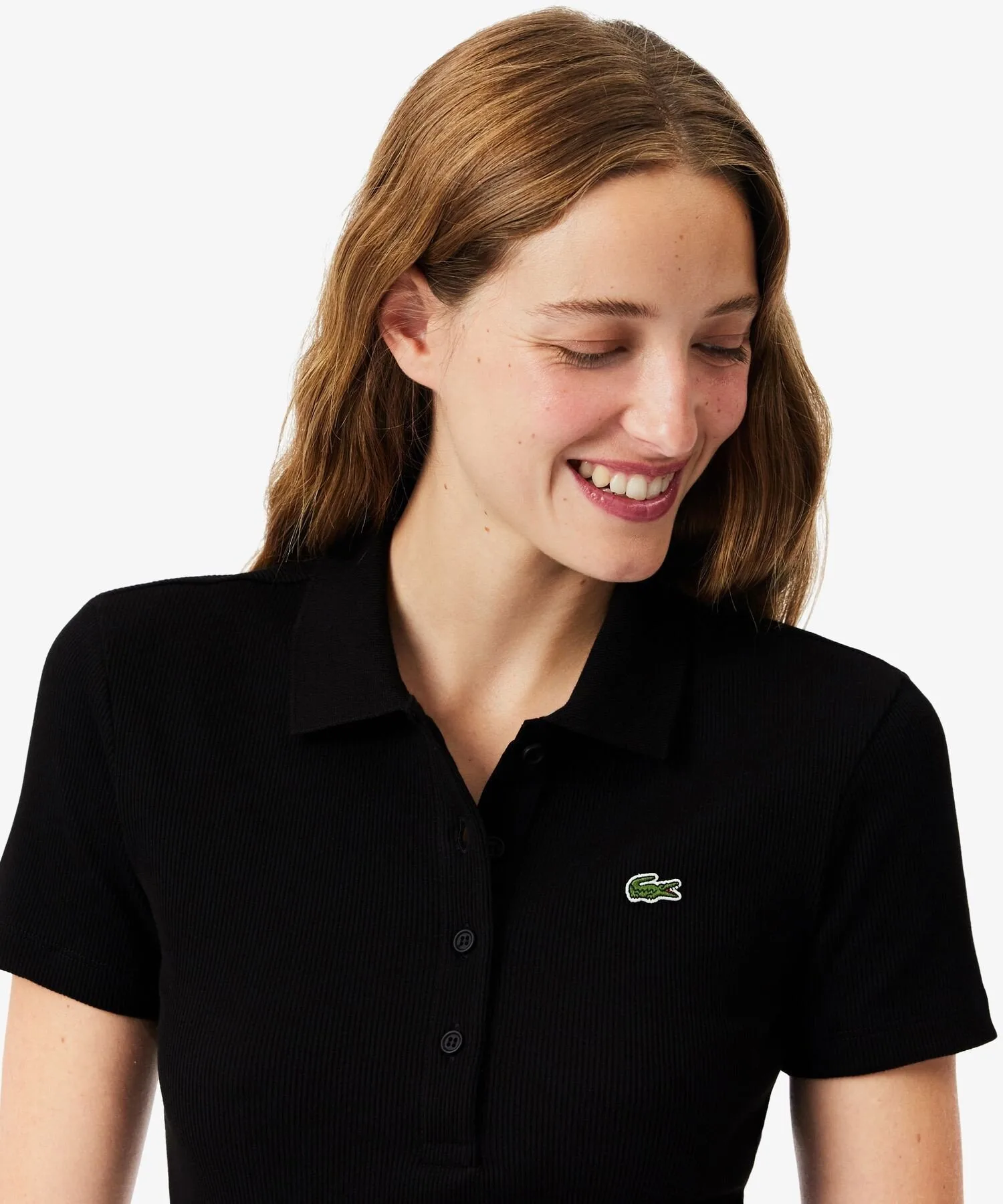 Рубашка-поло LACOSTE, Black, из ребристой вязки — фото 2