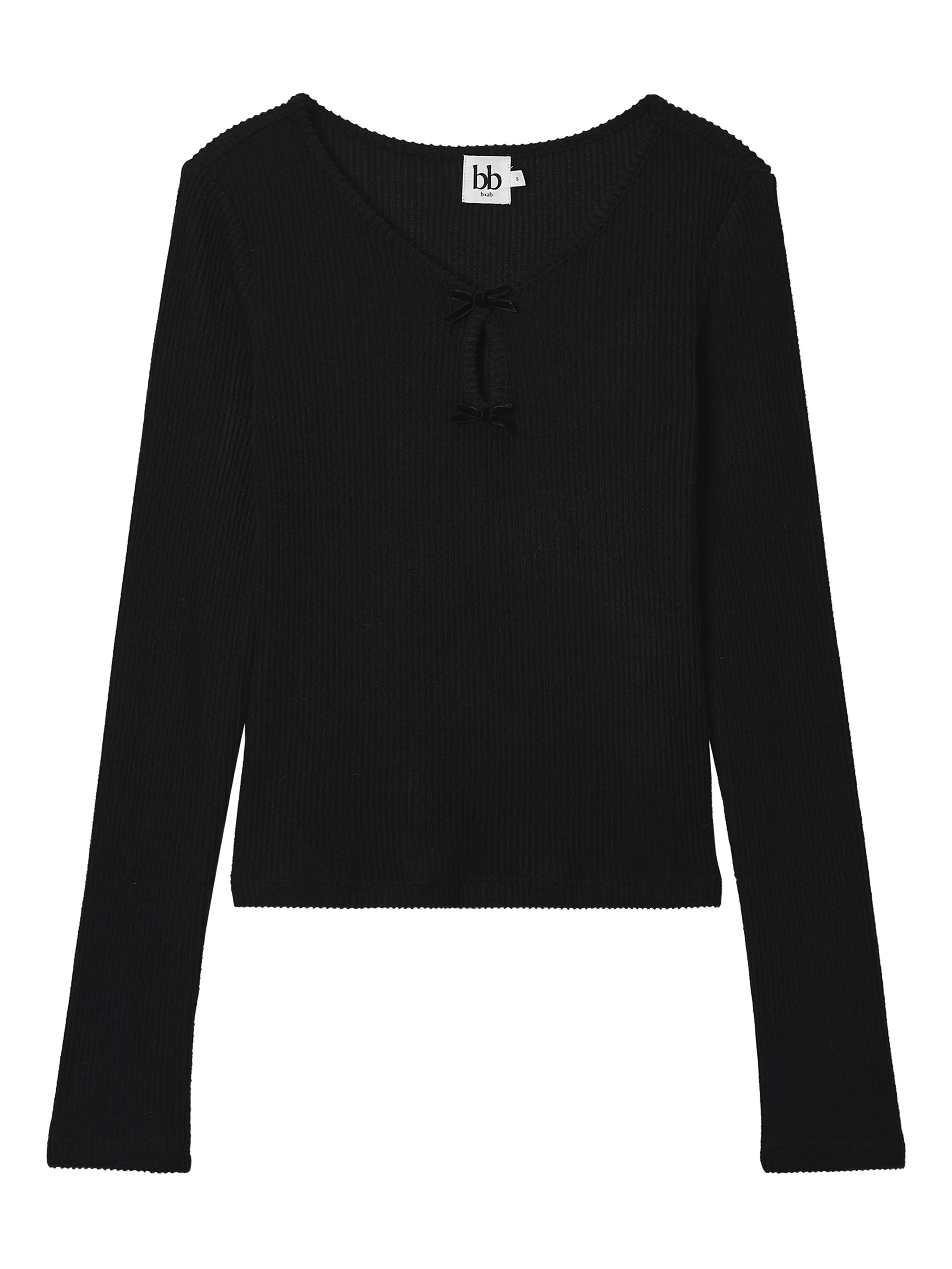 

Топ в рубчик с длинными рукавами B+Ab, черный