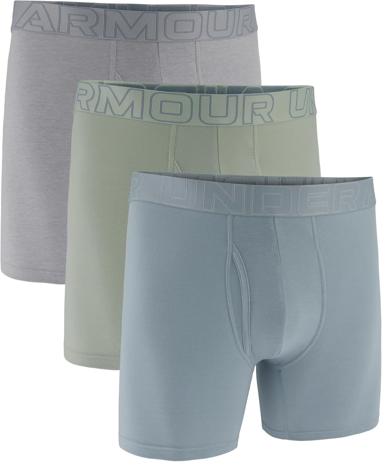 

Under Armour мужские боксеры Performance Cotton, 3 шт, длина по внутреннему шву 6", комфорт на весь день и ультрамягкость, Harbor Blue