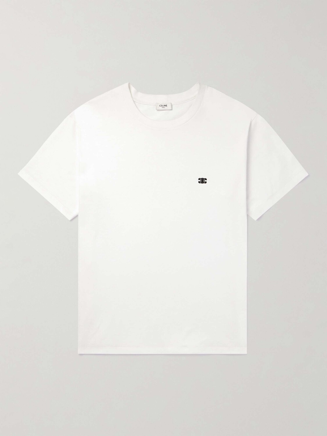 

Футболка из хлопкового джерси с вышитым логотипом Celine Homme, белый