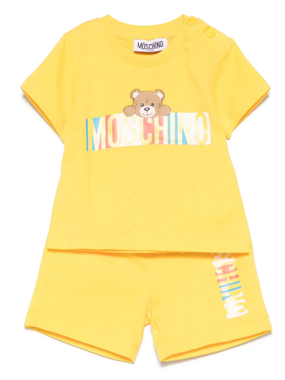 

Комплект Teddy Bear из футболки и шортов Moschino Kids, желтый