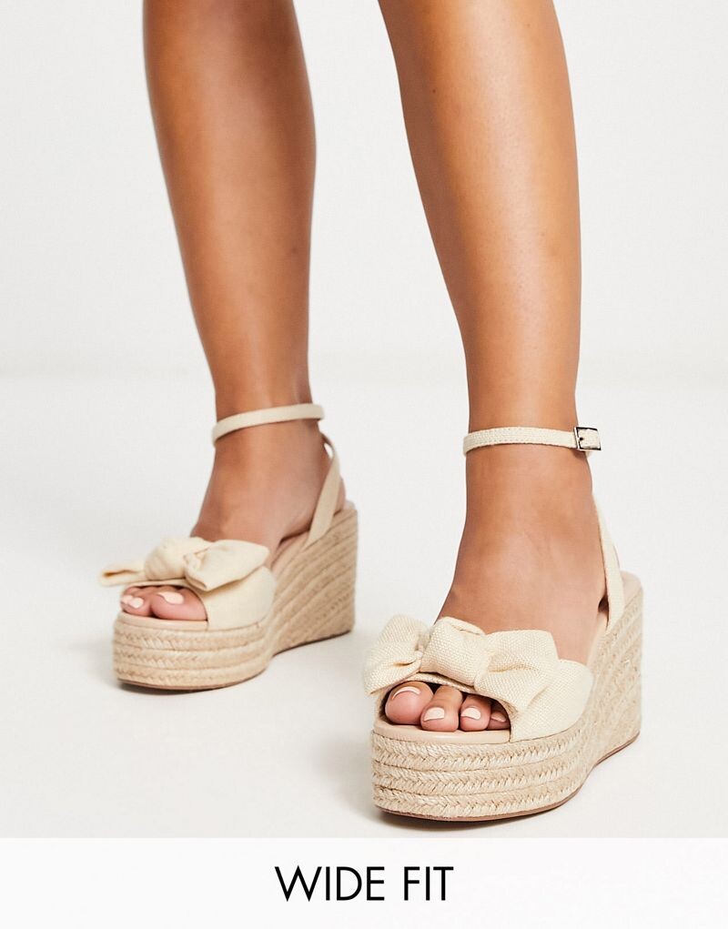 

Эспадрильи на танкетке Trisha с бантом ASOS DESIGN Wide Fit из натуральной ткани