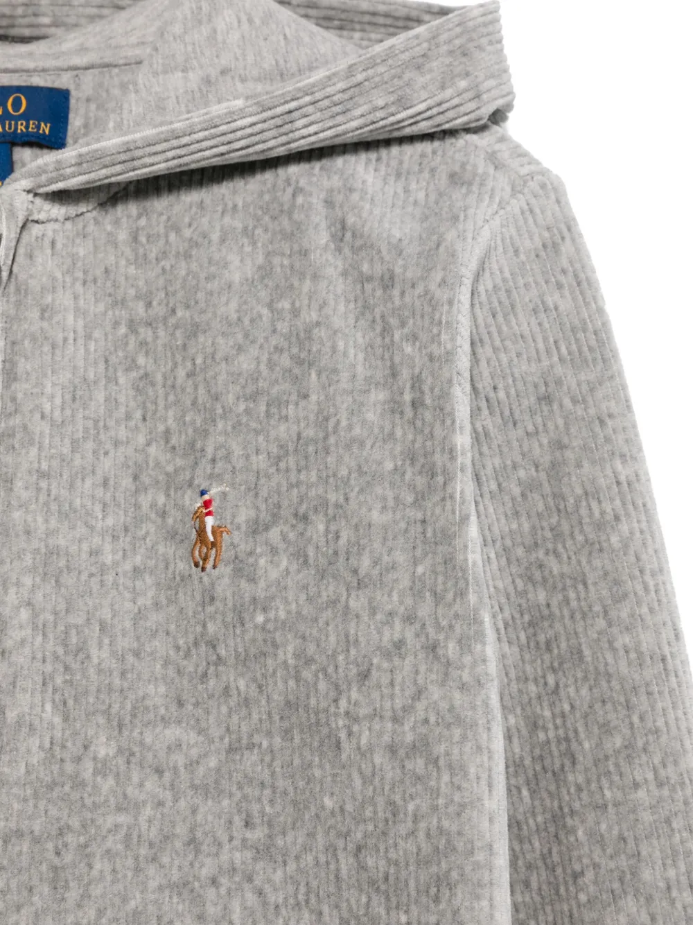 Вельветовое худи POLO RALPH LAUREN KIDS, серый — фото 3