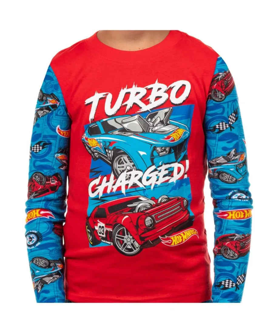 Детская пижама для мальчиков Turbo Charged, облегающий крой, комплект из 2 предметов Hot Wheels, белый — фото 2