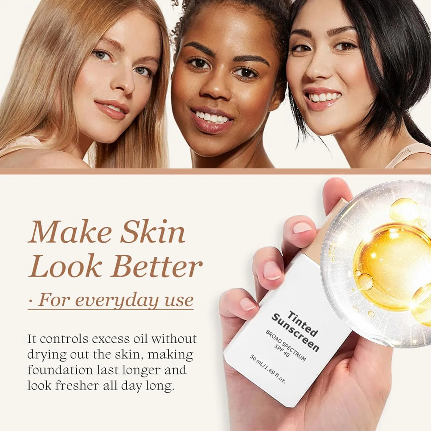 Тонирующий солнцезащитный крем для лица SPF 40 (светлый) Meitrend, Light — фото 4