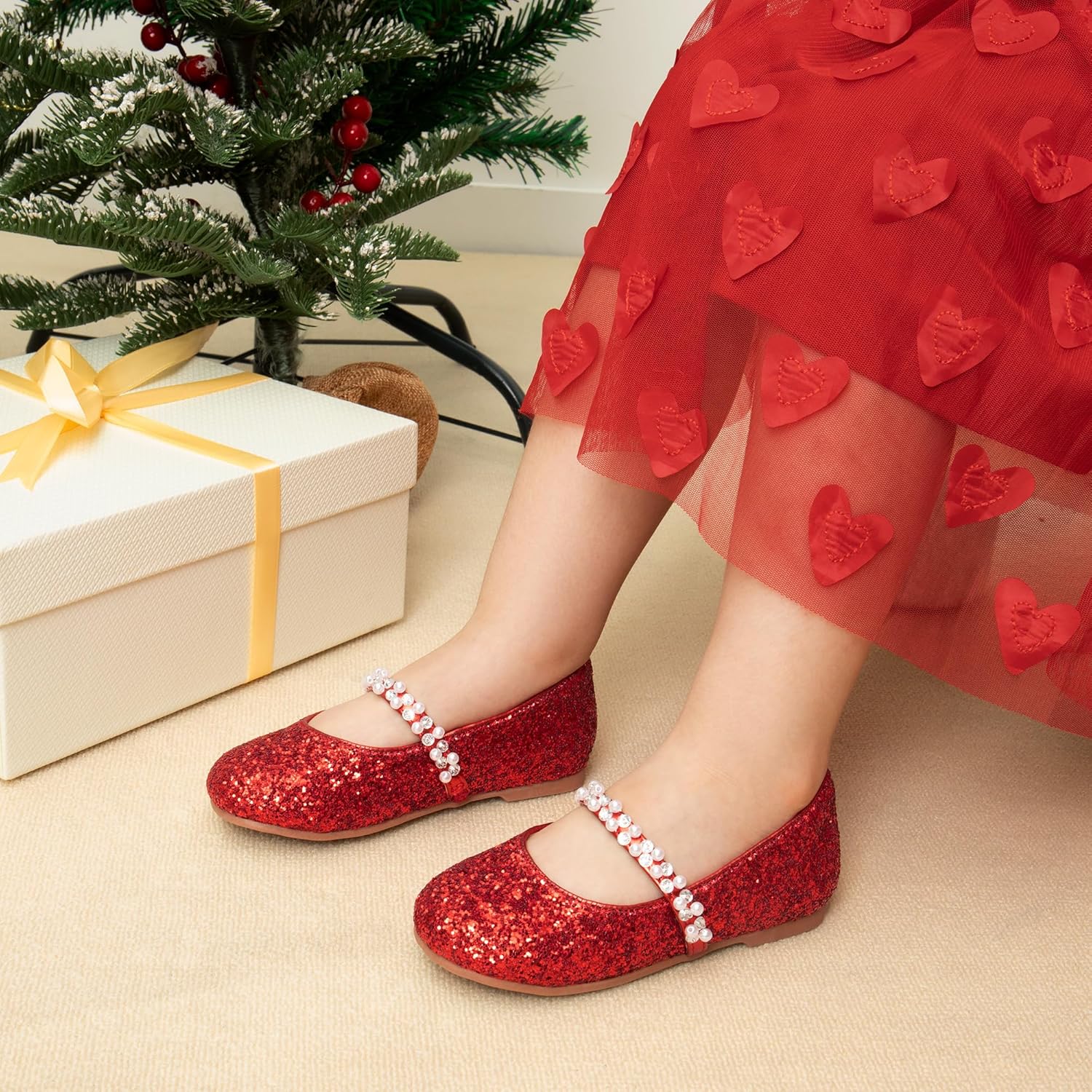 Туфли для девочек DREAM PAIRS Mary Jane Ballerina Flats для свадьбы, вечеринок (малыши/маленькие дети/старшие дети), красный — фото 2