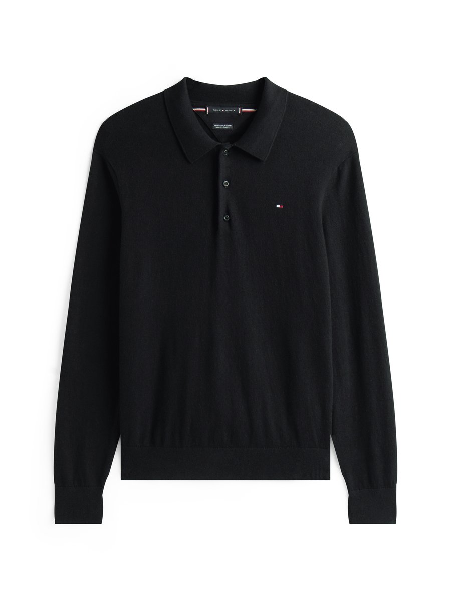 Поло Tommy Hilfiger PIMA ORG CTN CASHMERE LS POLO, Black — фото 4