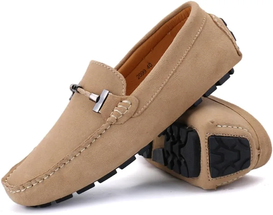 

Мужские лоферы ручной работы из замши без шнурков, удобные повседневные мокасины для вождения, дышащие туфли-лоферы Abborora, бежевый