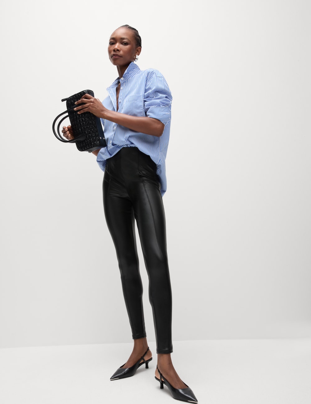 

Леггинсы с кожаным эффектом Marks & Spencer, черный