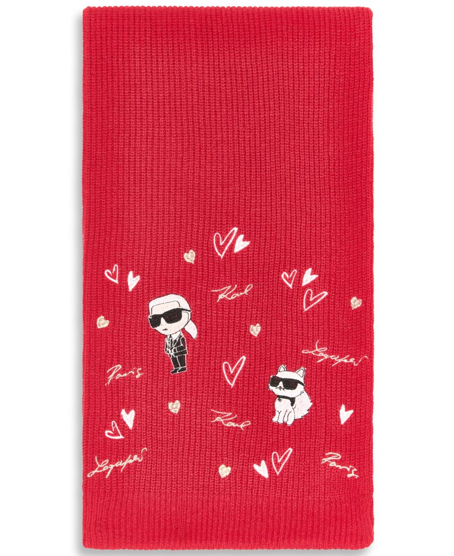 

Женский вышитый шарф Karl Hearts KARL LAGERFELD PARIS, Crimson