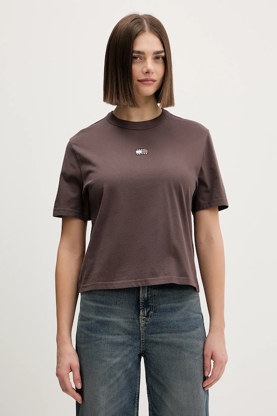 

Хлопковая футболка Tommy Jeans, коричневый