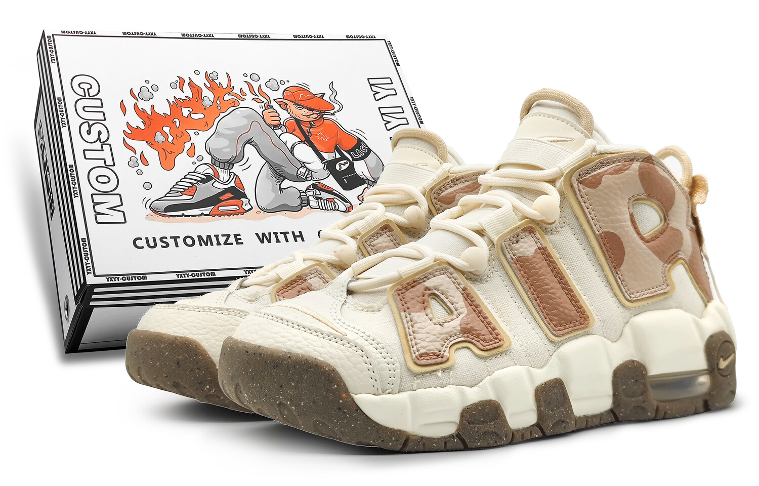 

Кроссовки Nike Air More Uptempo Vintage Basketball Shoes Men Mid-Top Beige