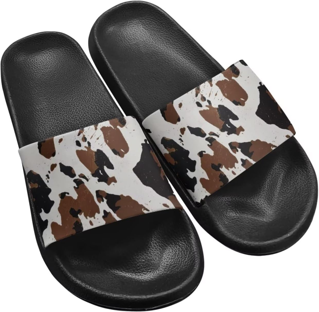 

Тапочки для женщин и мужчин, нескользящие, быстросохнущие, для душа, сандалии для ванной комнаты, плоские сандалии из ЭВА Hechitok, Cow Print