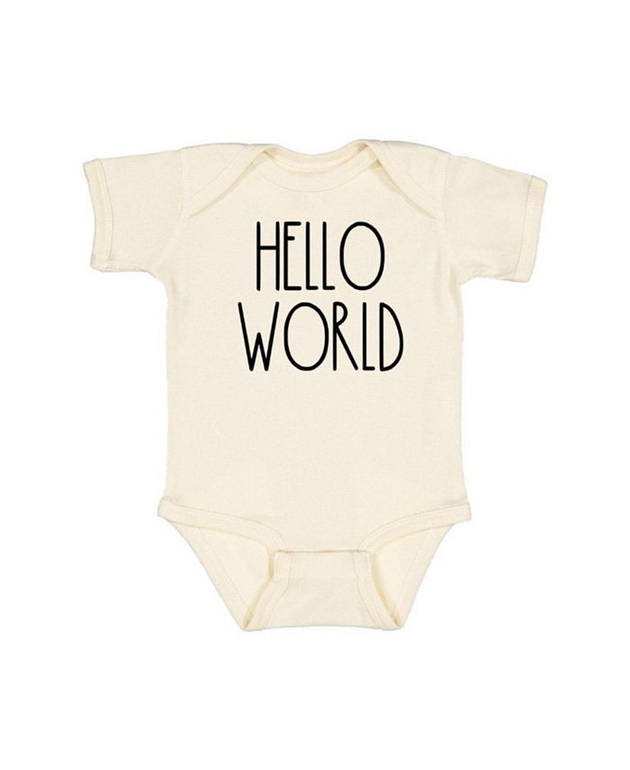 

Унисекс боди с коротким рукавом "Hello World" - для малышей Sweet Wink, коричневый/бежевый