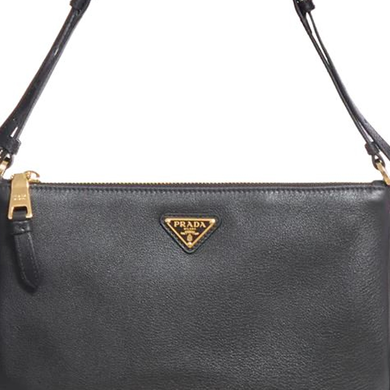 PRADA Женская черная сумка через плечо из телячьей кожи — фото 4