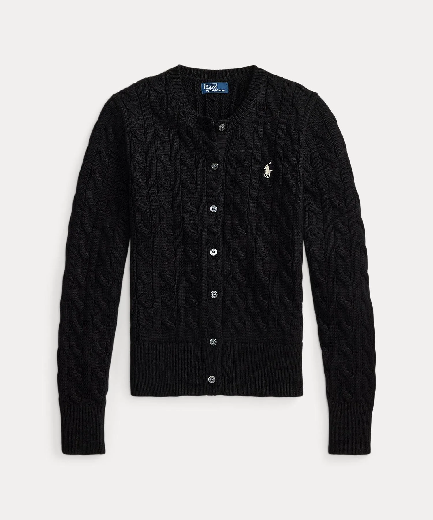 Хлопковый кардиган с круглым вырезом и косами. Polo Ralph Lauren, 001 Black — фото 2