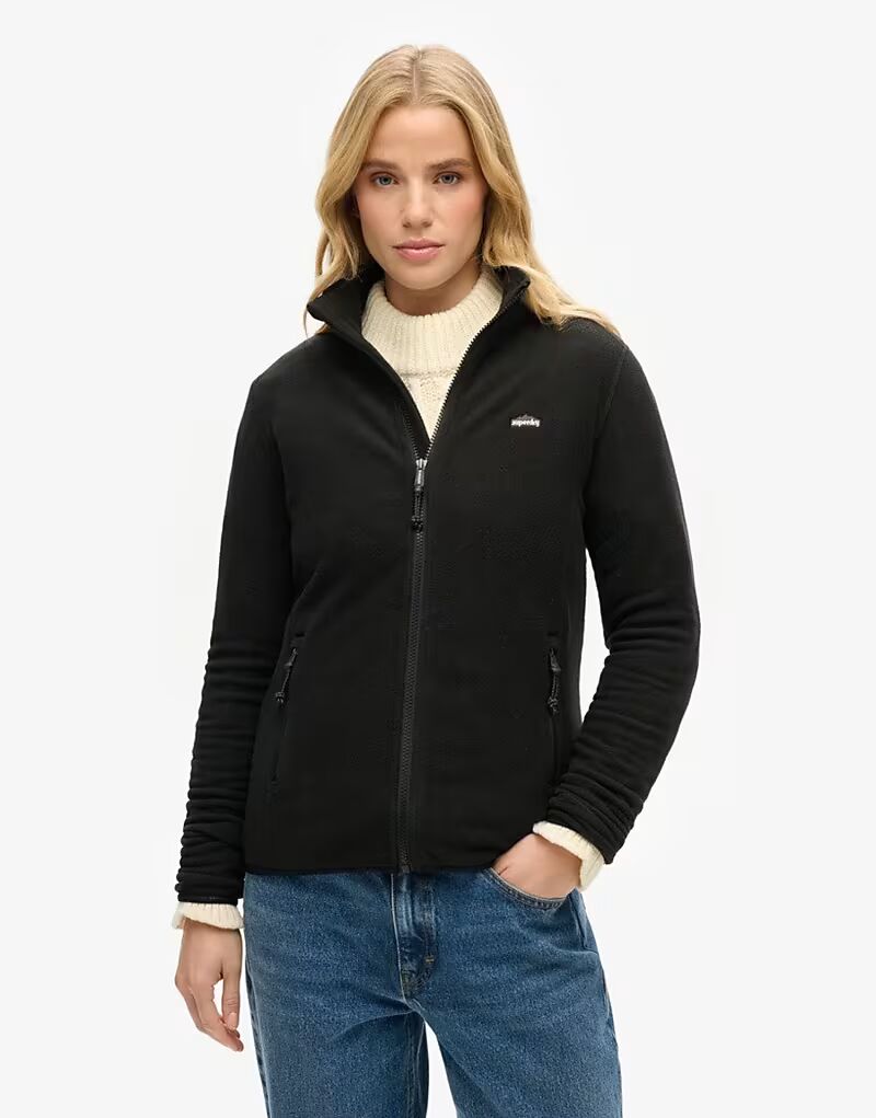

Куртка Superdry Polar из флиса с застежкой-молнией черного цвета