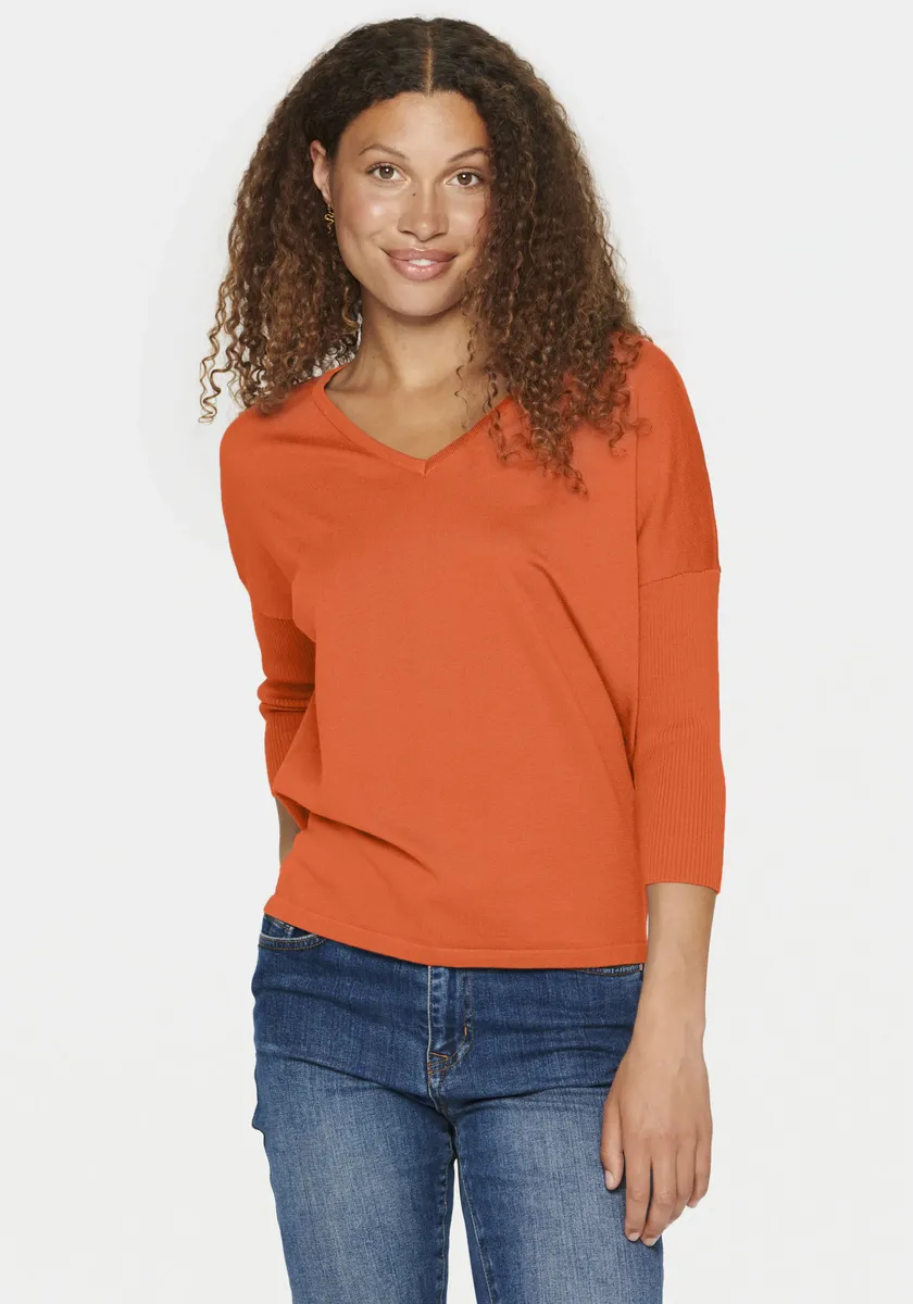 

Свитер с V-образным вырезом Saint Tropez "MilaSZ V-N Pullover", цвет Tigerlily