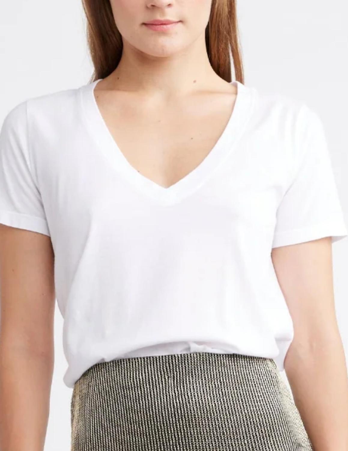 

Футболка Frankie с V-образным вырезом для малышей в белом цвете Self Contrast