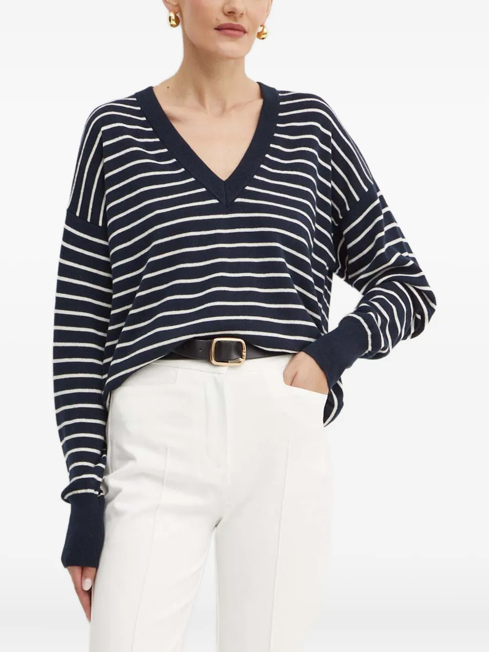 

Узорчатый свитер с V-образным вырезом BOSS, синий