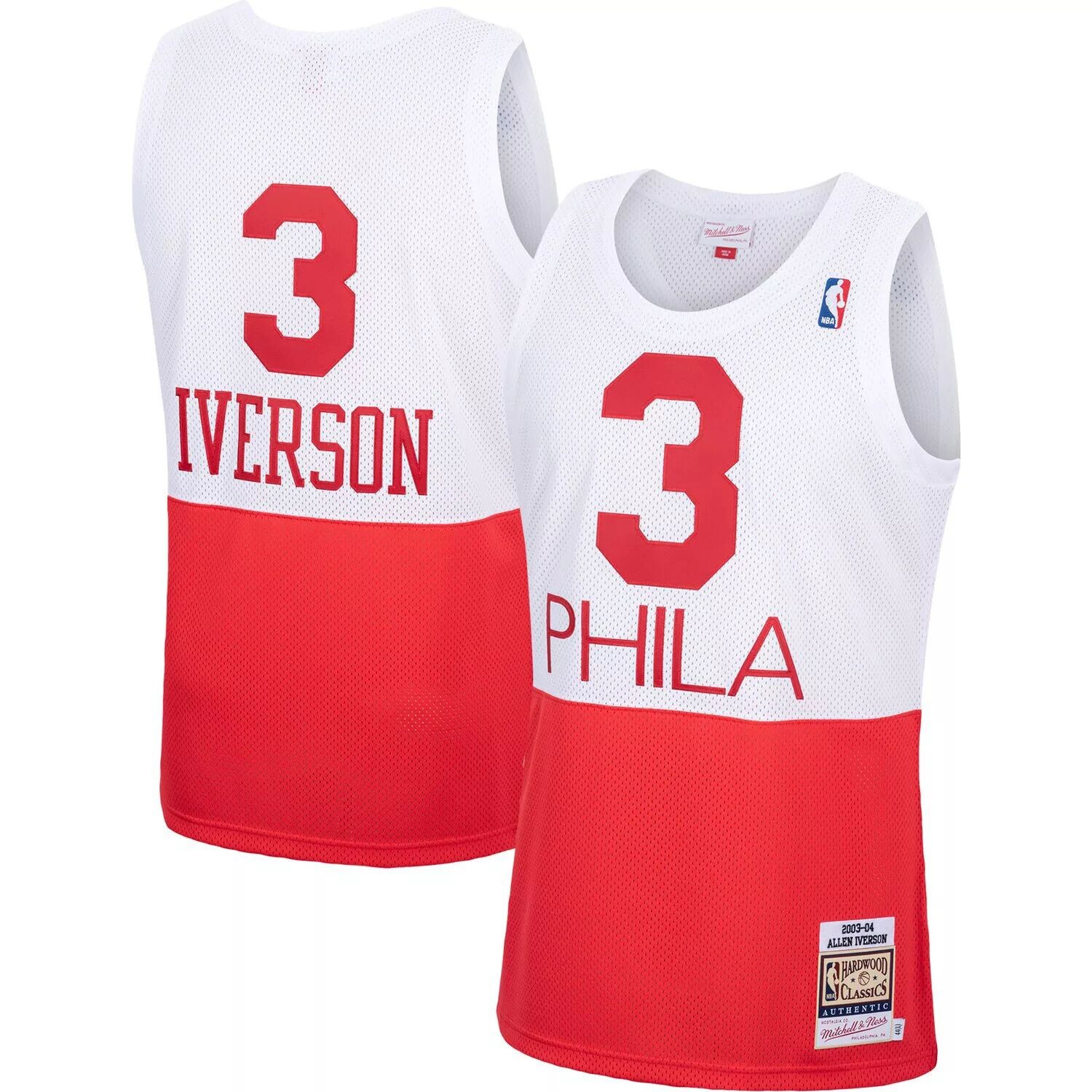 

Мужские белые аутентичные джерси Mitchell & Ness Allen Iverson Philadelphia 76ers Hardwood Classics, Белый, Мужские белые аутентичные джерси Mitchell & Ness Allen Iverson Philadelphia 76ers Hardwood Classics