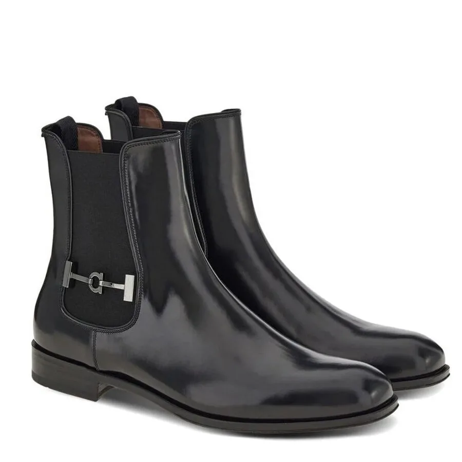 Мужские черные челси с пряжкой Ferragamo, черный — фото 2