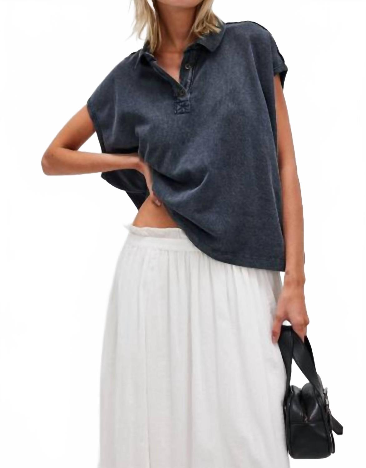 

Free People Футболка-поло Keep On, цвет «выстиранный черный»