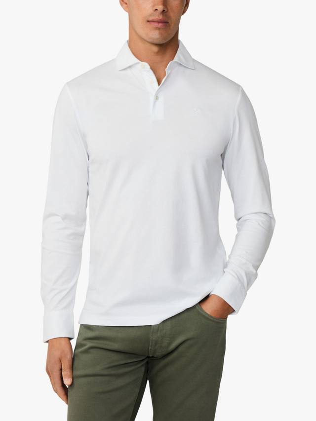 

Классическая хлопковая поло с длинными рукавами Hackett London, White