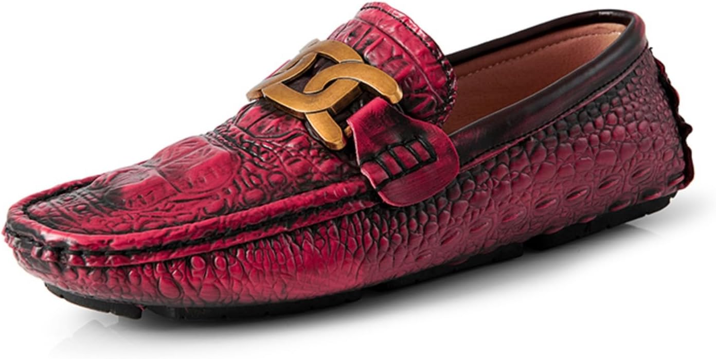 

Мужские премиальные кожаные лоферы Penny - классический дизайн, эластичный ремешок без шнурков, подошва для лодок без следов, готовые к вождению с тонкой передней частью стопы - для повседневной носки, бизнеса и морских приключений Kpdwfms, крас...