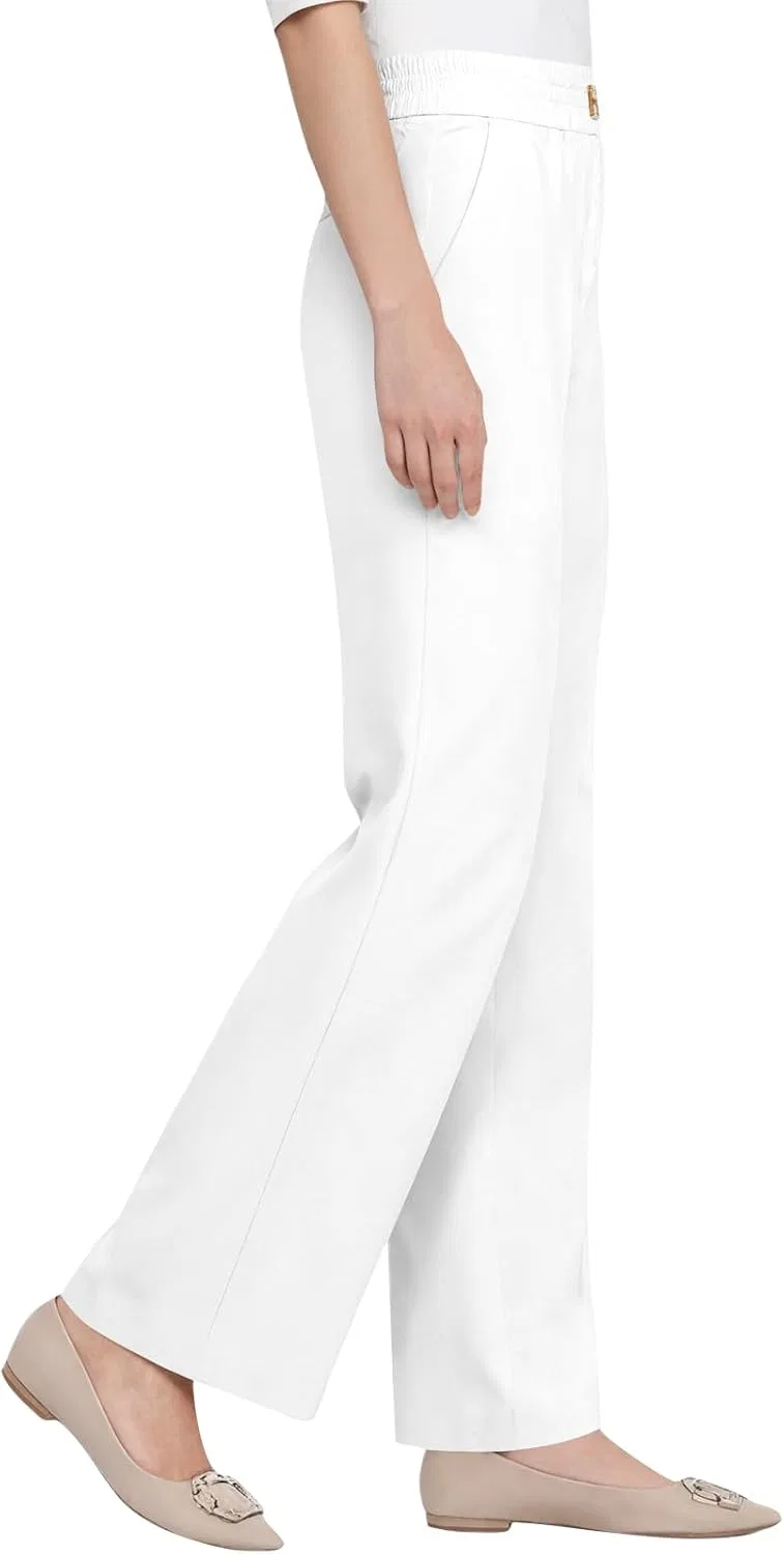 Эластичные рабочие брюки для женщин Perfect Drape с высокой посадкой на резинке, мягкие, как шелк, и удобные Generic, белый — фото 2