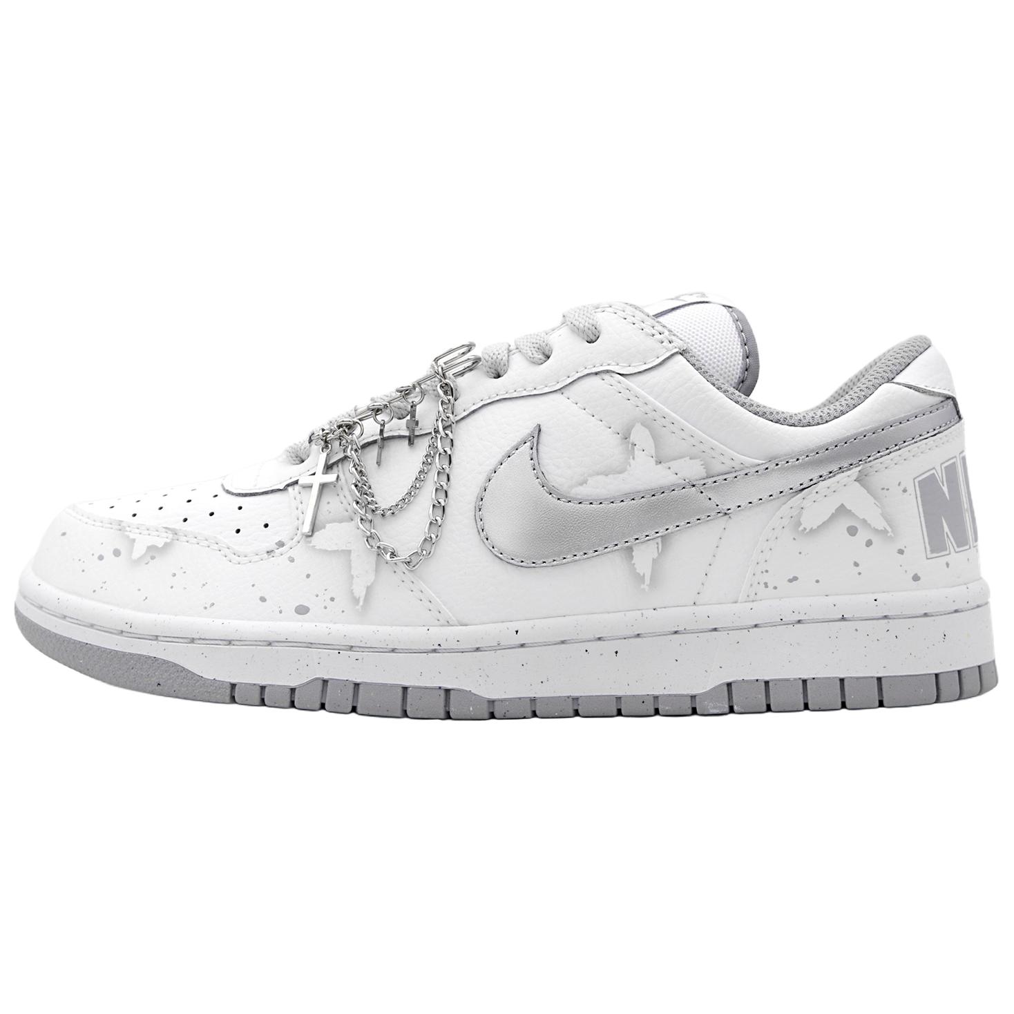 

Nike Повседневные кроссовки low top мужские skateboard shoes silver white gray устойчивые к истиранию дышащие