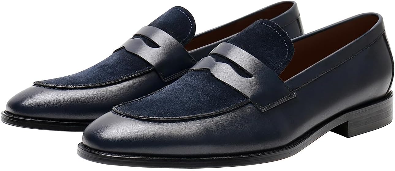 

Мужские лоферы Penny, слипоны, официальная обувь, современные, из натуральной кожи, мокасины, для выпускного, свадьбы, бизнеса, повседневного ношения, обувь под костюм, туфли-смокинг для мужчин Santimon, синий