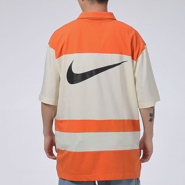 Футболка sportswear swoosh logo printing contrasting colors loose polo shirt orange Nike, оранжевый — фото 4