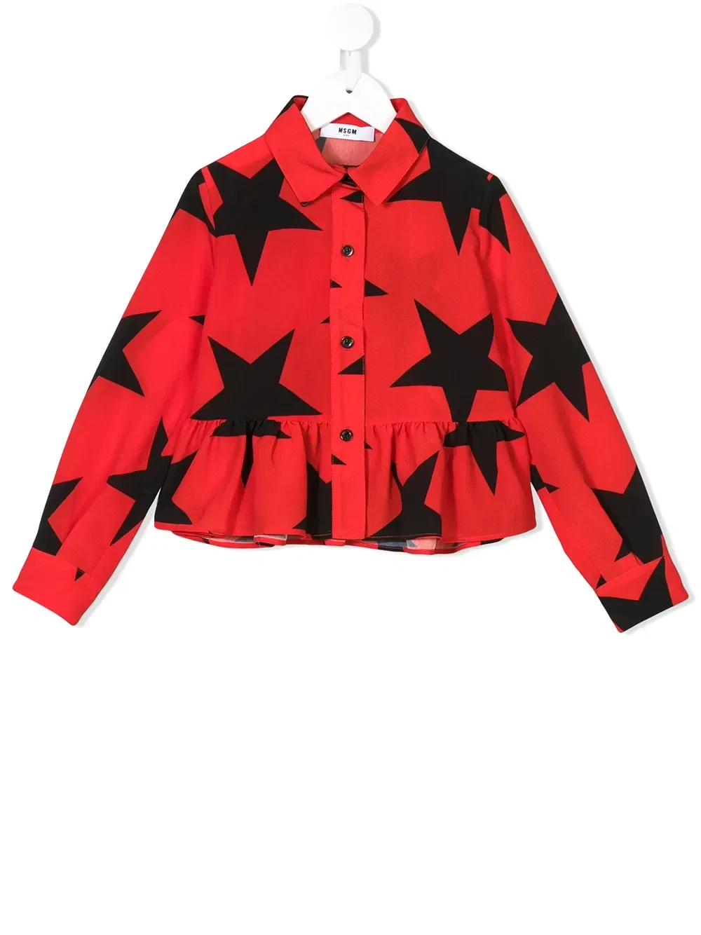 Рубашка с баской и принтом звезд Msgm Kids, красный