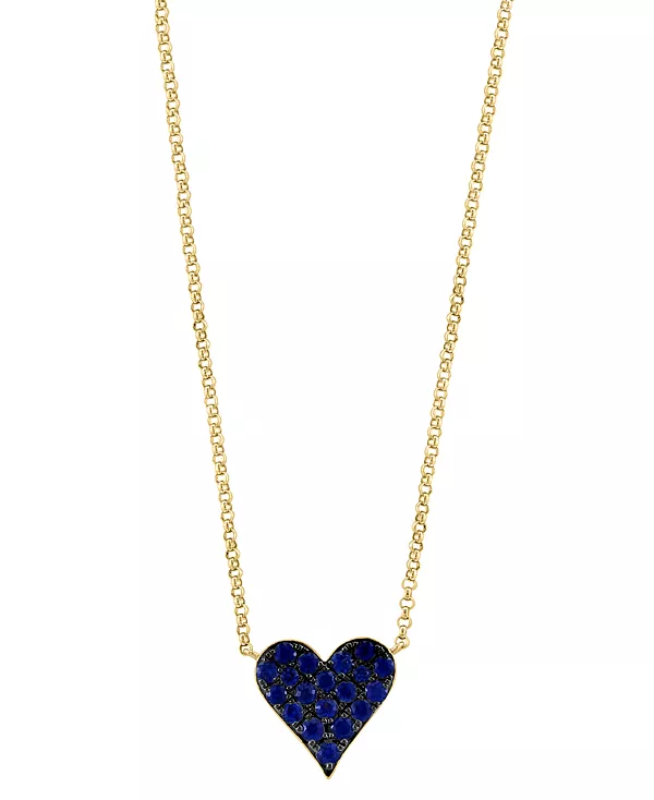 

Ожерелье с подвеской Effy в форме сердца с рубиновым паве, 18 дюймов (3/8 карата) из 14-каратного розового золота (также доступно с сапфиром) Effy Collection, sapphire