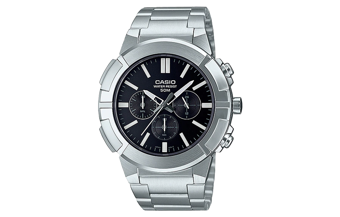 

CASIO Часы Men Standard Series 44mm Black Watch MTP-E500D-1AV, Black Dial