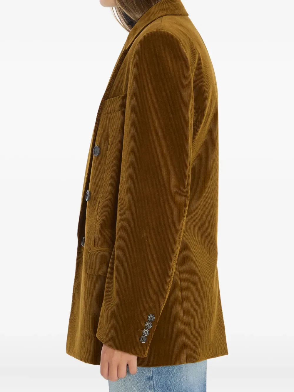Вельветовый двубортный пиджак Saint Laurent, коричневый — фото 3