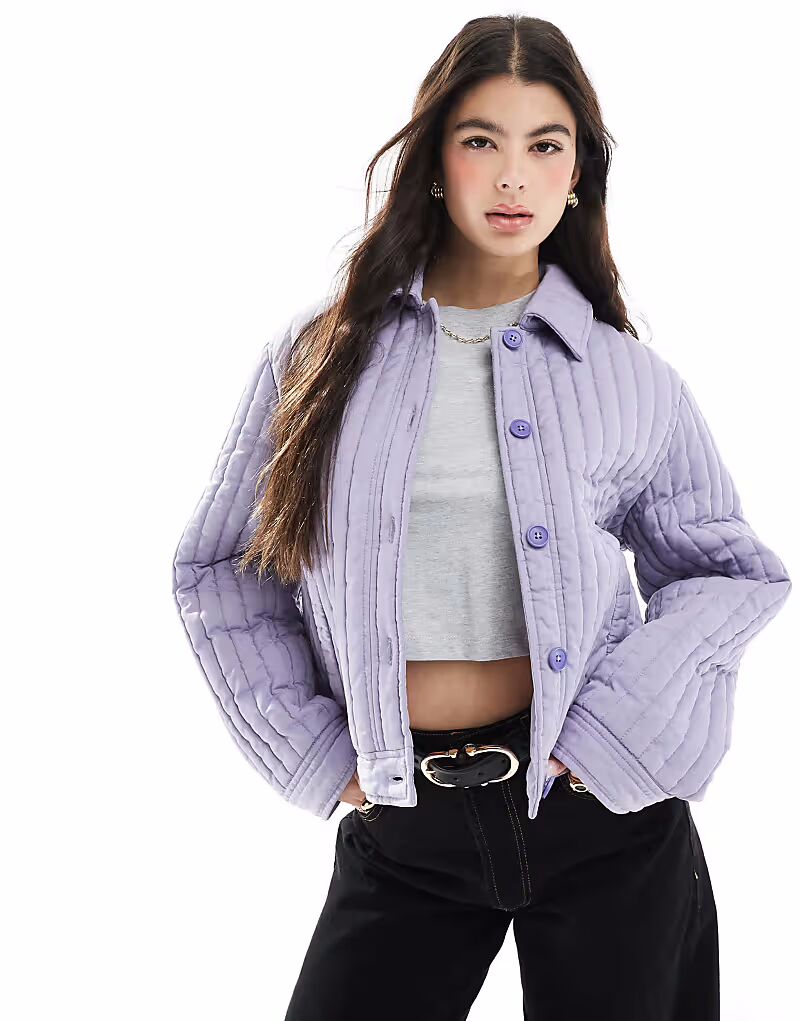 

Стеганая куртка ASOS DESIGN сиреневого цвета