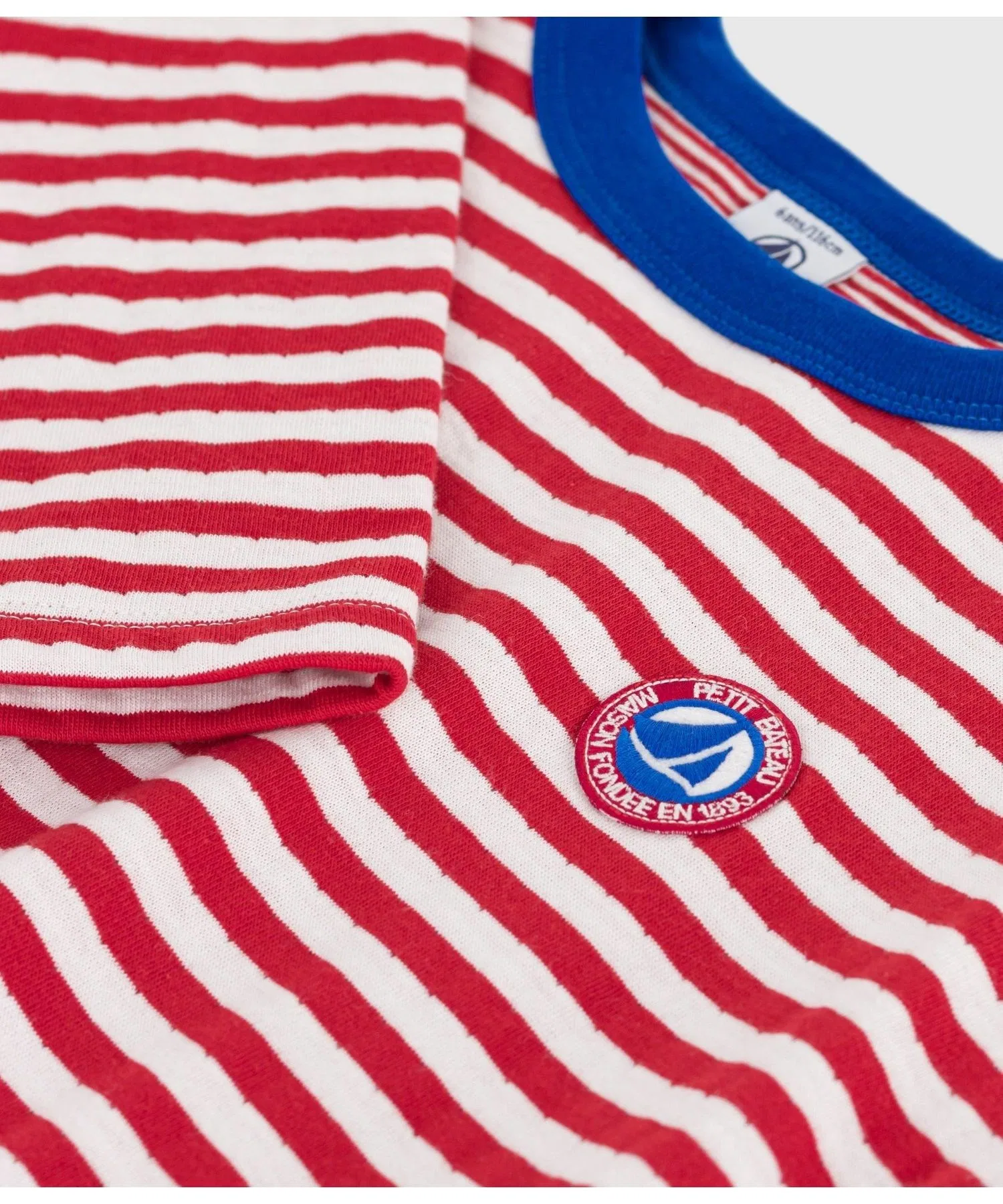 Детская футболка с длинным рукавом PETIT BATEAU в красную полоску — фото 3