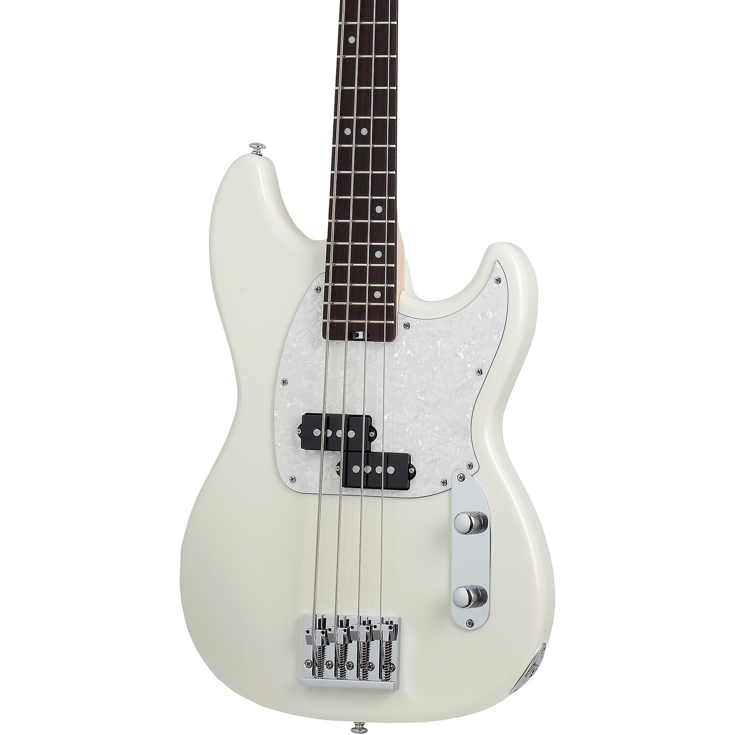 

Schecter Guitar Research Banshee 4-струнная электрическая бас-гитара с короткой мензурой Olympic White White Pearloid Pickguard